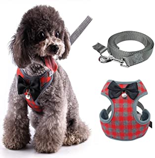 Red/Grey check Pet Harness with Leash for Small Dogs